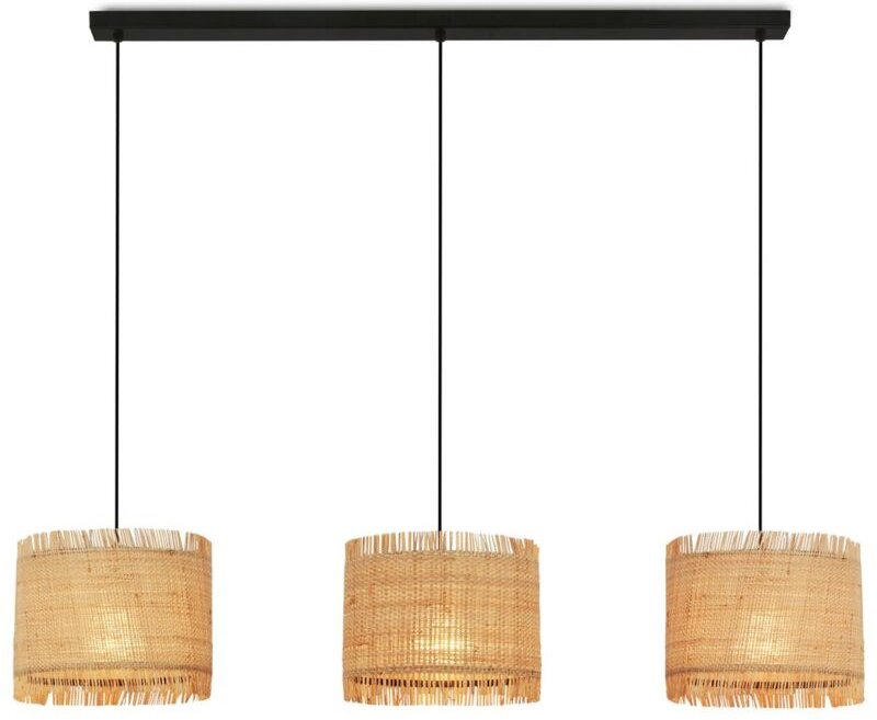 Borra Pendelleuchte, Strohschirm, 3-Flammig, Boho-Stil, E27 Fassung, Natur, 110 x 25 x 120 cm - Briloner