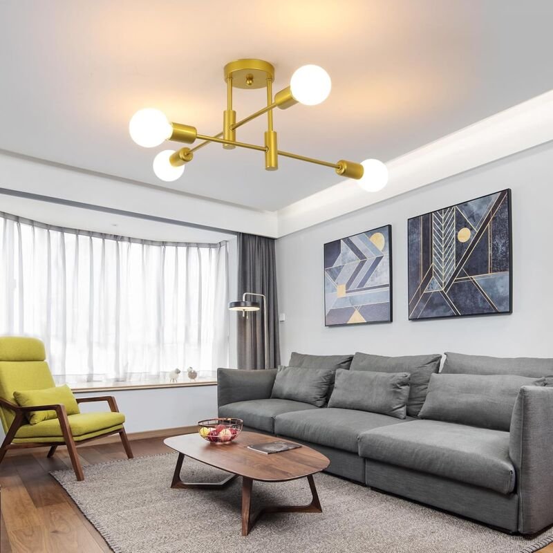 Ganeed - Kronleuchter Moderne Pendelleuchte 4 Lichter Metall Industrielle Vintage Halterung Kronleuchter für Wohnzimmer ...