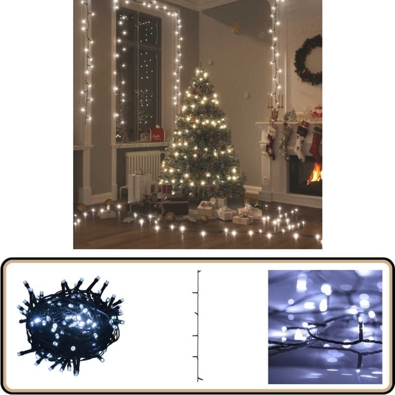 LED-Lichterkette mit 150 LEDs Kaltweiß 15 m pvc - Weihnachtsdeko - LED-Lichtring - Lichterkette - Festliche Beleuchtung ...
