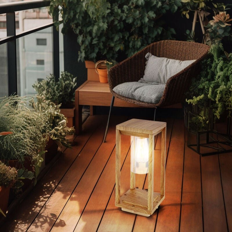 Thumbnail - Led Außenleuchte Laterne Outdoor Holzoptik Außenlampe Wetterfest IP44, Aluminium Kunststoff, 7W 720lm warmweiß, LxBxH 15...