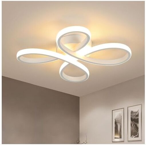 Goeco - LED-Deckenleuchte, florales Design, Silber, 30 cm, warmes Licht, 30 w, ideal für moderne und minimalistische Dek...