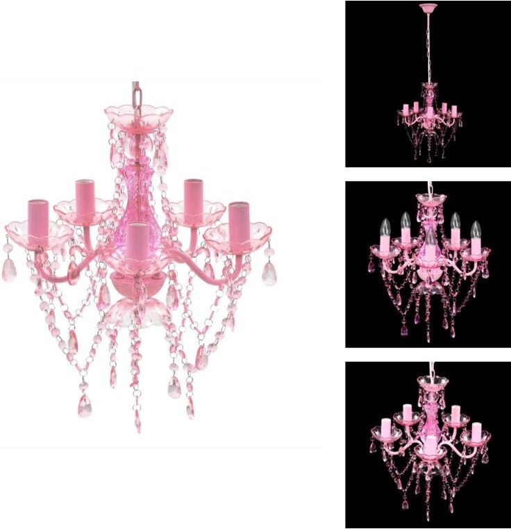 Kronleuchter - Living Kronleuchter 5 Glühbirnen Rosa - Rosa