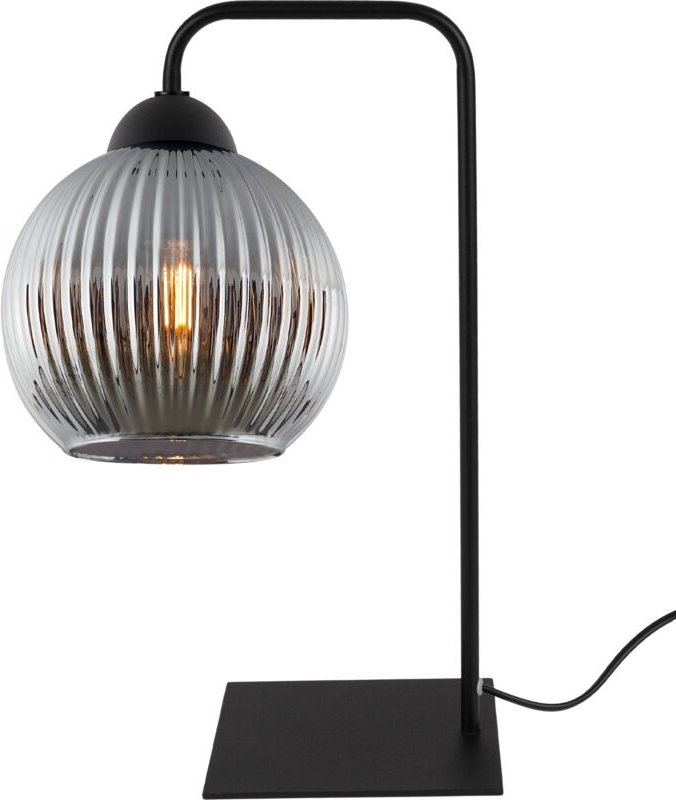 Riffle Tischlampe Schwarz 1 Flache Graphitform Kugel E27
