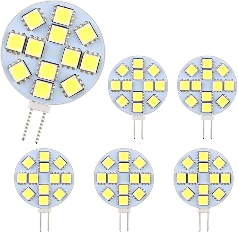 Ersandy - G4-LED-Glühbirne, 2 w, AC/DC12–24 v, 200 lm, Kaltweiß 6000 k, 12 x 5050 smd, 20 W-Halogenlampen-Äquivalent, ni...