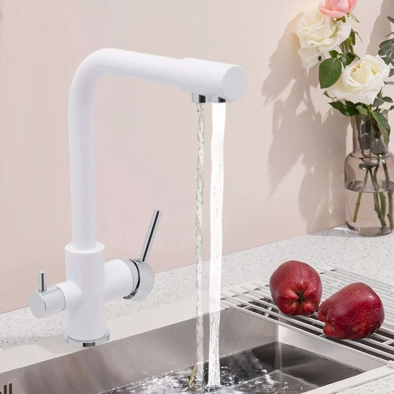 Thumbnail - Küchenarmatur, 3-Wege 360° Drehung- Wasserhahn Wasserhahn Küche mit 3 Schläuche, Weiß