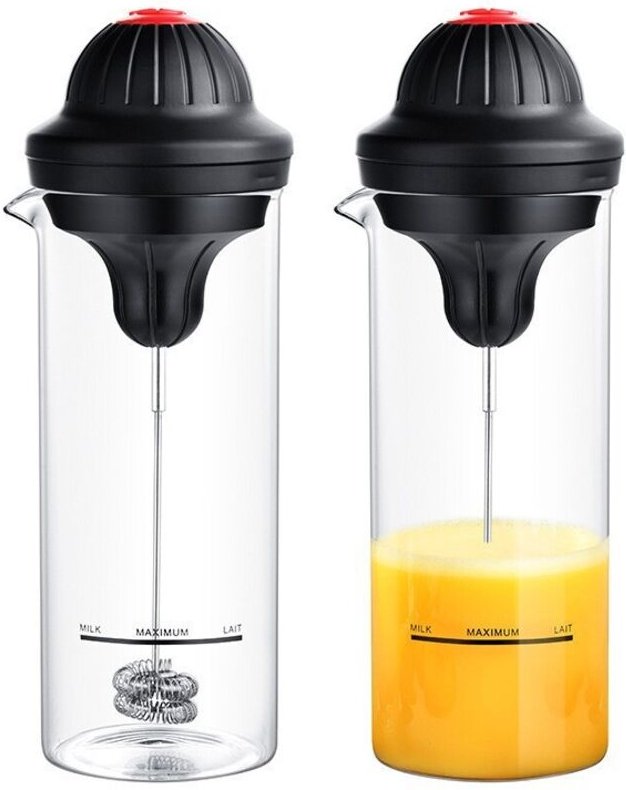 Elektrischer Milchaufschäumer aus Edelstahl, batteriebetrieben, ideal für Latte Macchiato, Cappuccino, Kaffee und Eier.