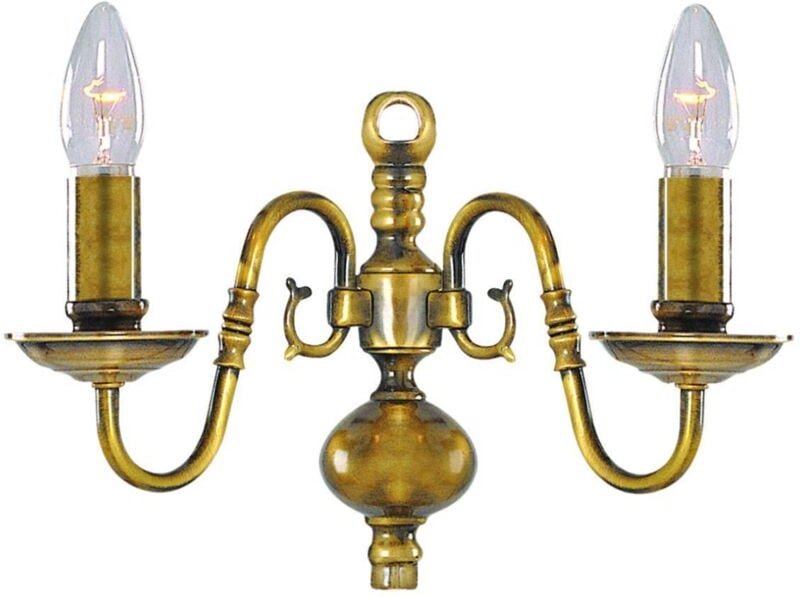 Searchlight Flemish - 2 Light Indoor Candle Wandleuchte Poliertes Antikmessing, E14