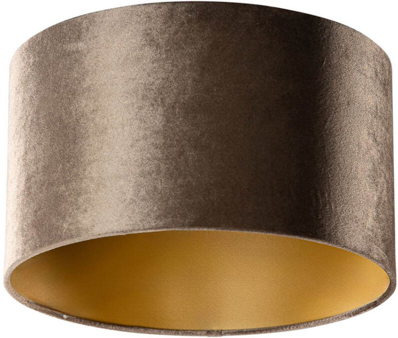 Samtlampenschirm Braun mit goldener Innenseite 35/35/20