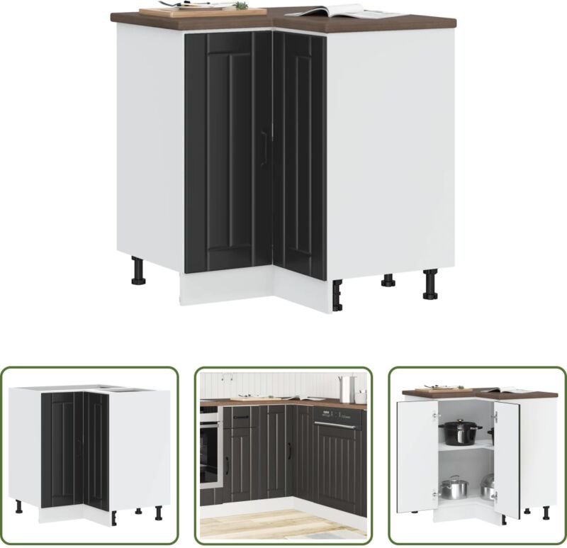 Holzwerkstoff - Küchen-Eckunterschrank Lucca Schwarz Holzwerkstoff