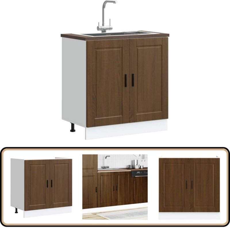 Spülenunterschrank Porto Braun Eichen-Optik 80x46x81,5 cm - Vidaxl