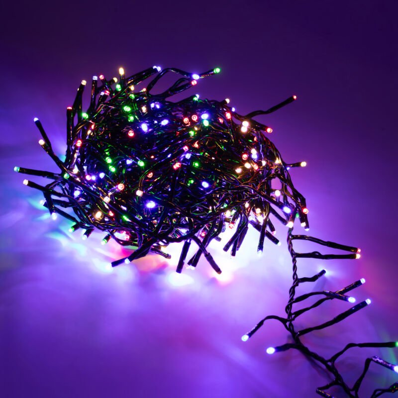 LED Lichterkette bunt für Außen mit Timer und Netzstecker - 384 LED / 4,9 m - Weihnachts Dekobeleuchtung multicolor mit ...