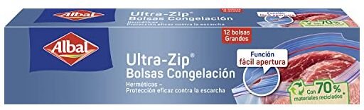 Albal Ultra Zip 3 Liter Gefrierbeutel, hergestellt aus 70% recycelten Materialien, strapazierfähig, wiederverwendbar, re...
