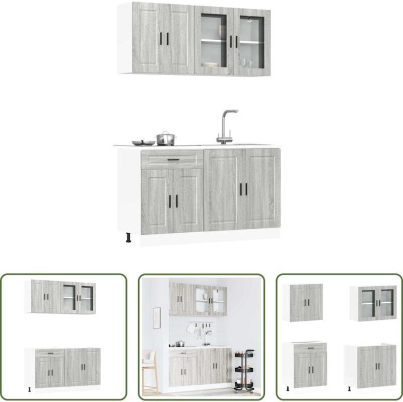 Küchenschränke - 4-tlg. Küchenschrank-Set Porto Grau Sonoma Holzwerkstoff