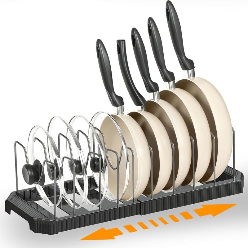 Topf‑ und Pfannen‑Organizer für Küchenschublade – Einstellbar mit 9 Fächern für Deckel, Schneidebretter & Backformen