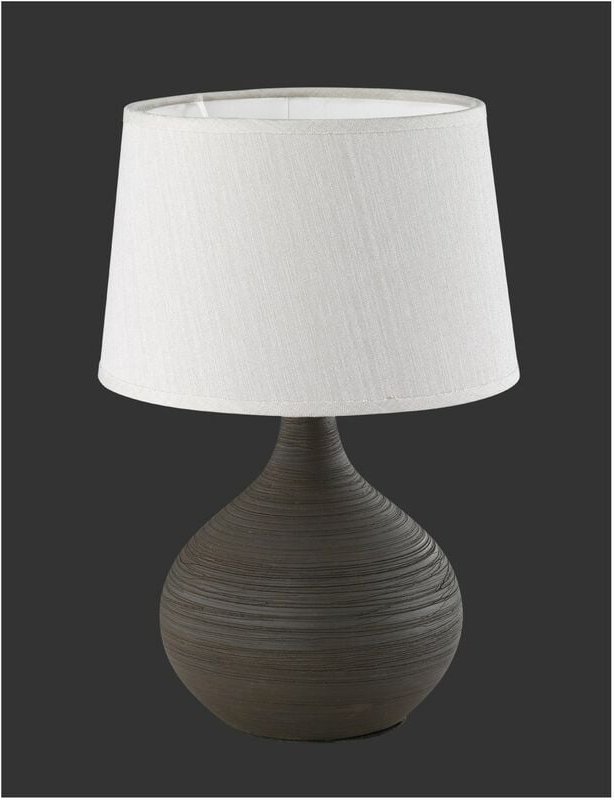 Webmarketpoint - Braune Keramik-Tischlampe und Cappuccino-Lampenschirm Martin Trio Lighting