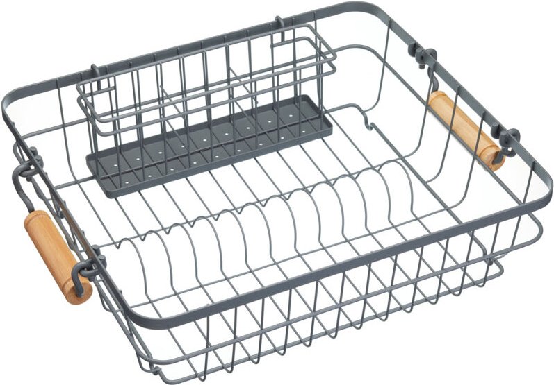 Kitchen Craft - Kitchencraft Living Nostalgie Drahtgeschirrkorb mit Besteckablage, 47 x 36 cm (18,5 x 14 '), Metall, gra...