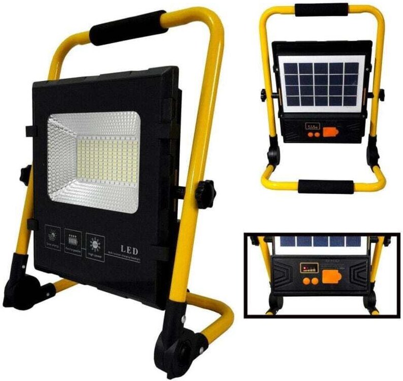 Ymyny - 100 w LED-Notlicht mit Solarpanel und wiederaufladbarer SOS-Taschenlampe