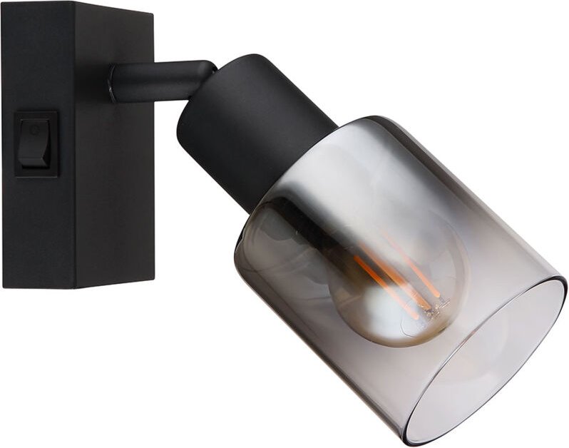 Wandleuchte Wandlampe Flurleuchte Schlafzimmerlampe Metall Glas Rauchfarbe