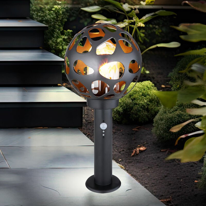 Standleuchte Sockelleuchte mit Bewegungsmelder Kugel Wegelampe mit Bewegungsmelder Außen außen, Edelstahl anthrazit, 1x ...