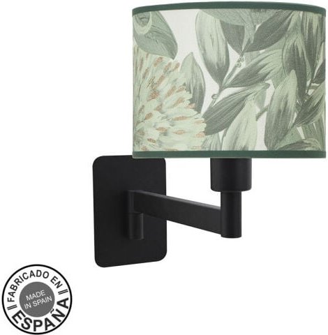 Wandleuchte modisch 1xe14 schwarz/grünes Blatt 26x17x28 cm