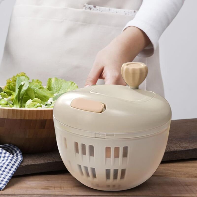 Gemüseschleuder, Salattrocknungsschüssel, 14,5 x 14,5 x 12 cm, durchdachtes Design, Obstsieb, rutschfester Boden, kompak...