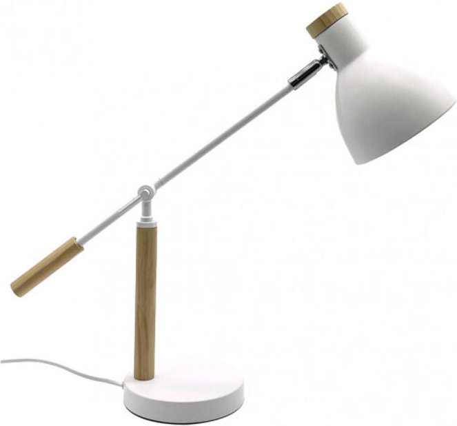 Fabrilamp - Biel verstellbare Schreibtischlampe 1L weiß/buche 360º schwenkbare Schreibtischlampe