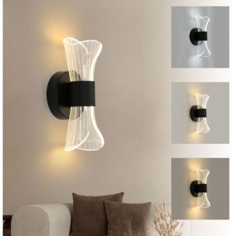 Dimmbare LED-Wandleuchte für Innenräume, 10W Moderne LED-Wandlampe Kreatives Design, Acryl-Wandleuchte, Schwarz [Energie...