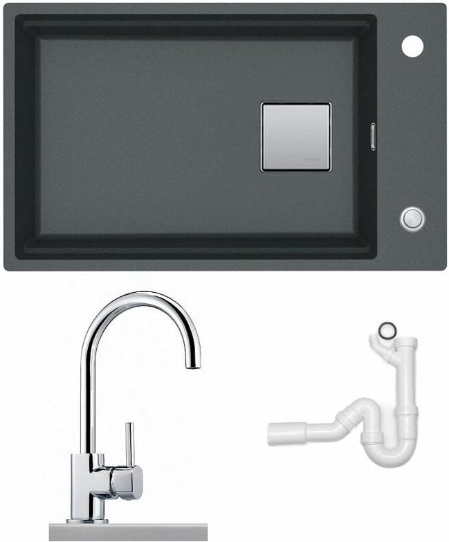Franke - Küchenspüle Fragranit kng 110-62 und Armatur Hochdruck - Graphit / Chrom