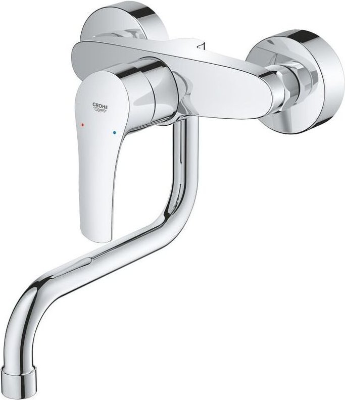Wand-Spültisch-Einhebelmischer Eurosmart chr, schwenkb. Auslauf, Ausladung 216mm - Grohe