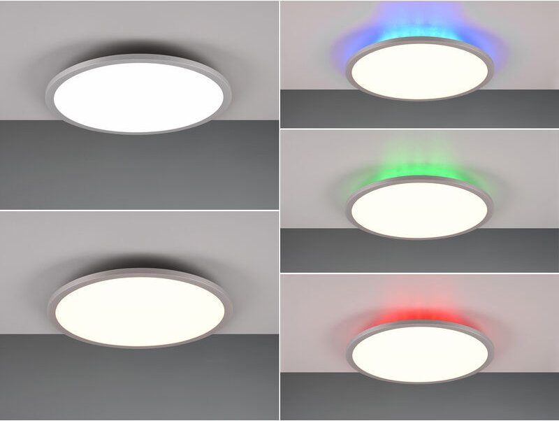 LED Deckenleuchte YUMA flach mit Fernbedienung, 3 Lichtfarben & RGB, Ø 40cm