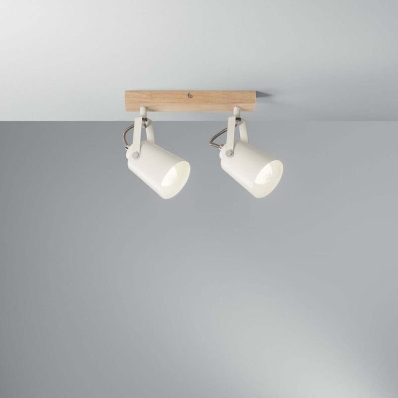 Eda AP2 Wand- und Deckenleuchte, zwei schwenkbare Lichter, weißes Metall