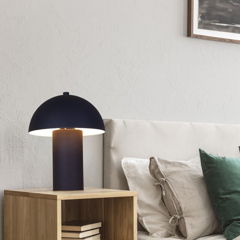 Tischlampe schwarz matt Nachttischlampe Tischleuchte Wohnzimmerlampe Schlafzimmerleuchte, Metall, 1x E14, DxH 20 x 26 cm