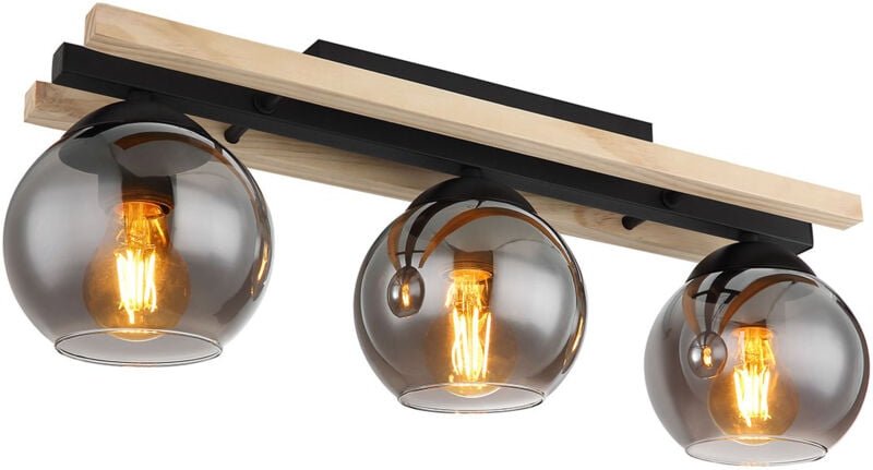 Thumbnail - Deckenleuchte - Conni - schwarz - glas holz rauchglas - - Globo