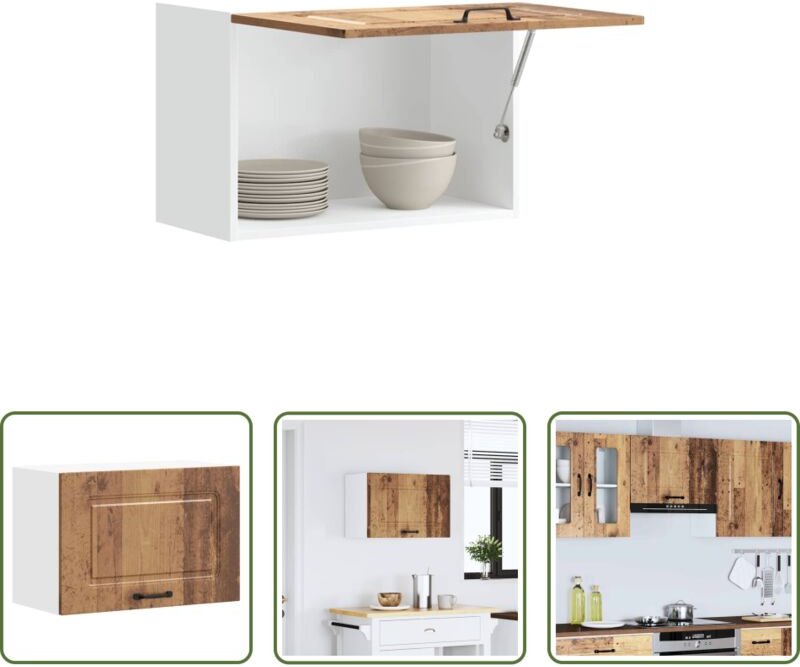 Küchenwandregal - Küchen-Hängeschrank Kalmar Altholz-Optik Holzwerkstoff