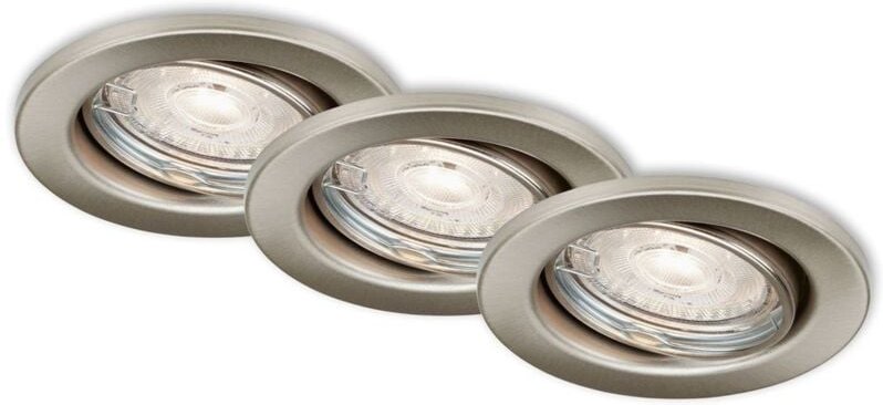 LED Einbauleuchten dimmbar 3er Set GU10 5W silber Metall Ø8,6cm IP23 Briloner