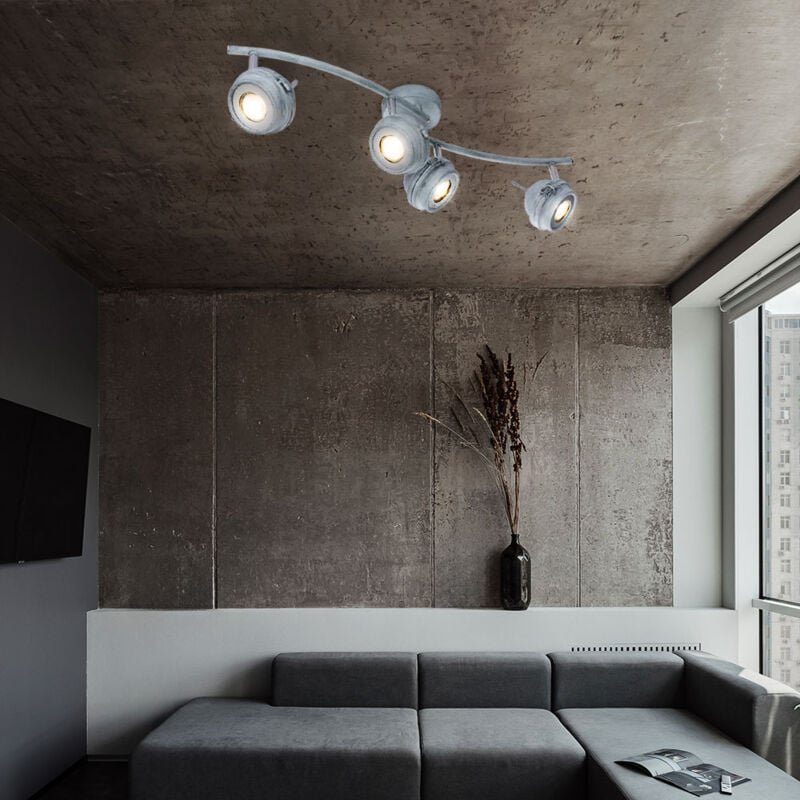 Globo Lighting - led Deckenleuchte 4 flammig Wohnzimmerleuchte Deckenlampe Spotleiste, Strahler verstellbar, Metall grau...
