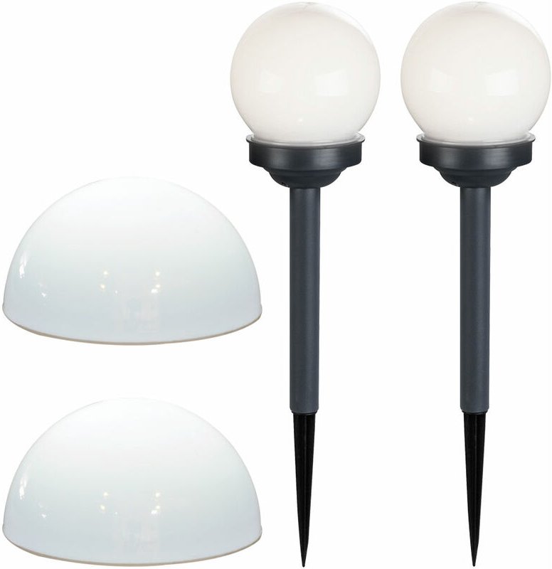 Solarleuchte Halbkugel Kugelleuchte Solar Außen Gartendeko Halbkugel, weiß, led Leuchtmittel, d 20 cm, 4er Set