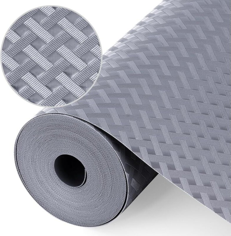 Graue, rutschfeste Schubladenmatte ohne Klebstoff, 30×300 cm, für Kühlschrank/Schrank/Küche.