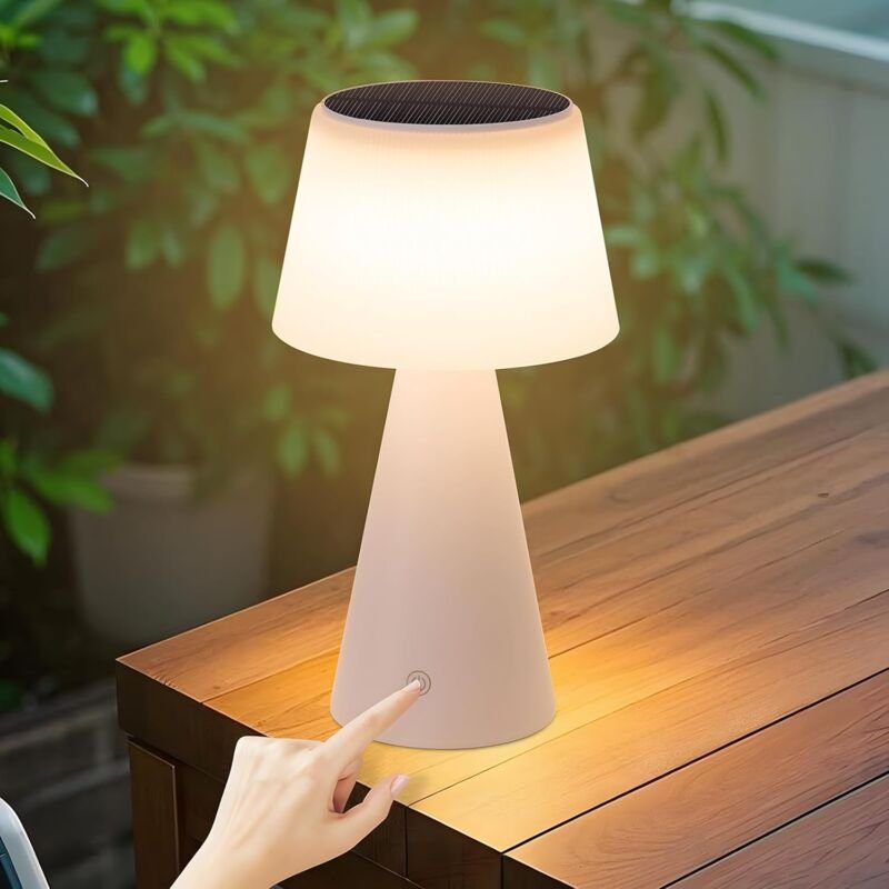 GBLY Tischlampe Solar Akku Nachttischlampe - Kabellos Led Tischleuchte 3600mhA Aufladbar Touch Dimmbar Weiß Lampe mit US...