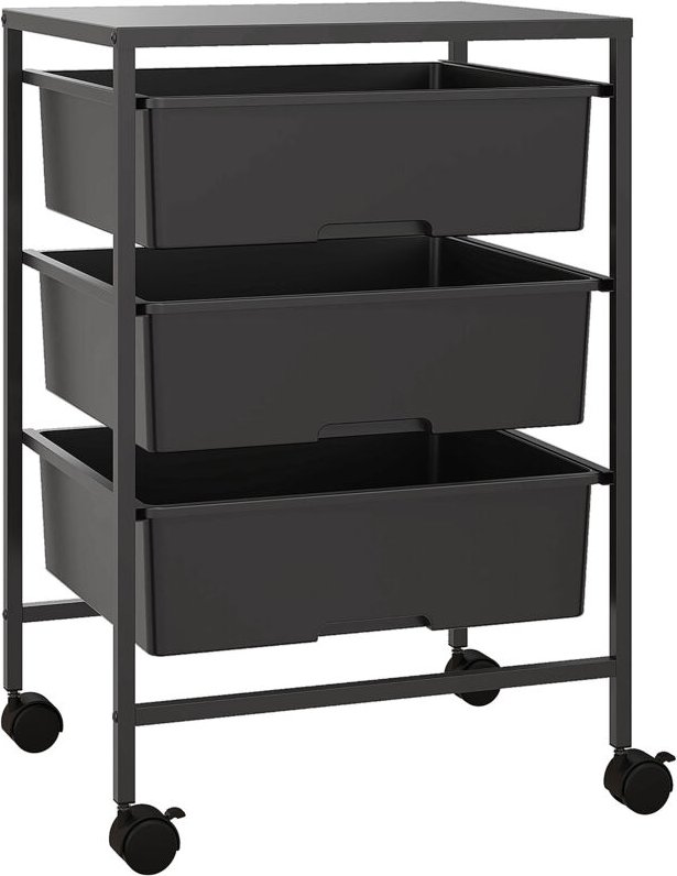 Servierwagen mit 3 Ebenen Küchenwagen mit Griff und Rollen Allzweckwagen mit 3 geräumigen Körben Küchenregal Küchenrollw...