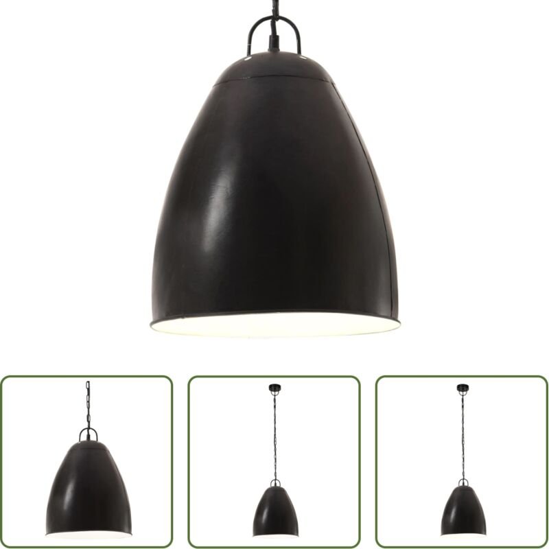vidaXL Eisen Lampe - Hängelampe Industriestil 25 W Schwarz Rund 32 cm E27