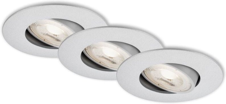 Briloner - led Einbauleuchten Schwenkbar 3er Set 5 w silber Kunststoff ø 9 cm