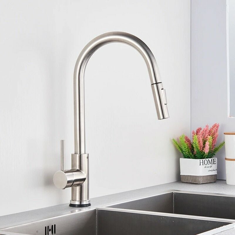 Küchenhahn mit abnehmbarer Dusche mit Multifunktionslieferant gebürstetes Nickel