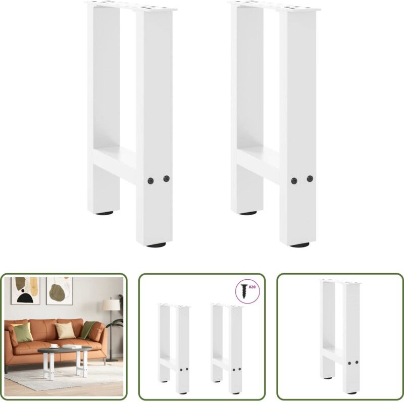 Couchtischbein - Couchtischbeine Weiß 2 Stk. 38x(42-43) cm Stahl
