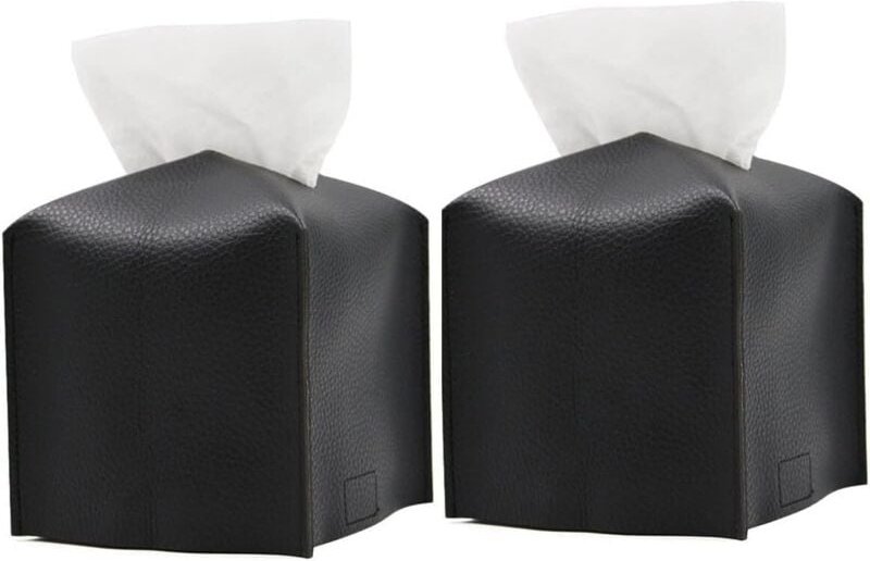 2er-Pack quadratische Aufbewahrungsboxen aus PU-Leder mit Stoffbezug, modernes, elegantes, dekoratives Etui für Zuhause,...