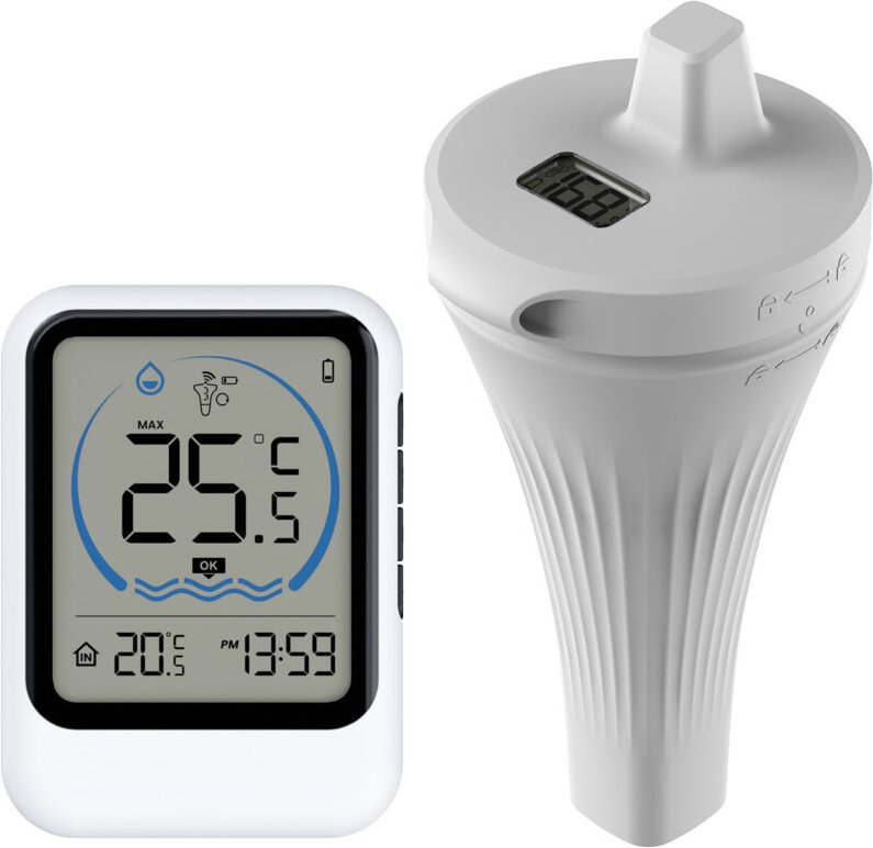 Digitales Poolthermometer, kabelloses IPX8-Schwimmthermometer, Wassertemperaturanzeige mit LCD-Bildschirm, schwimmendes ...