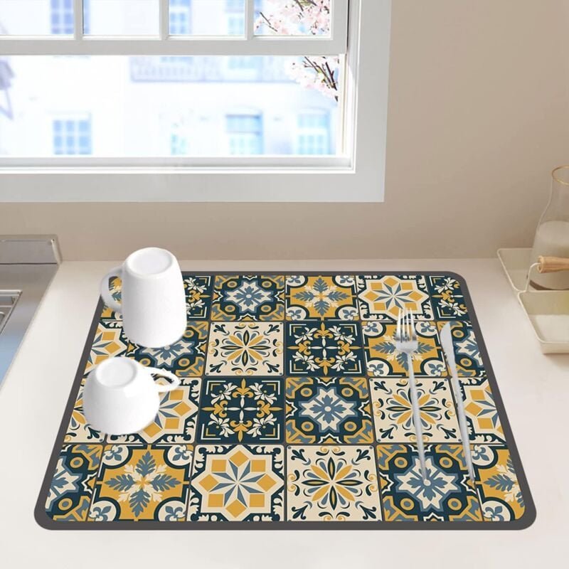 Geschirr-Abtropfmatte, super saugfähige Abtropfmatte, schnell trocknende Nanofaser-Küchenspüle-Matte für die Küche (40 x...