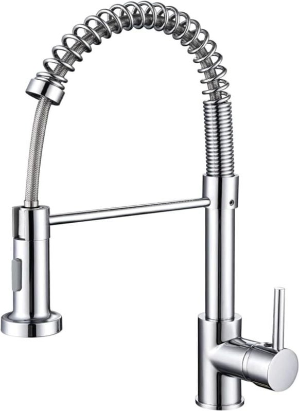Küchenarmaturen mit Spiralfeder, 360° schwenkbare Spülbeckenarmaturen, Küchenarmaturen und Schiebeduscharmatur – silber