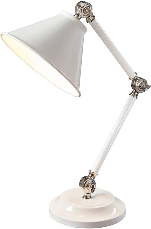 Provence Element - 1 Leuchttischlampe Weiß, Nickel poliert, E27 - Elstead