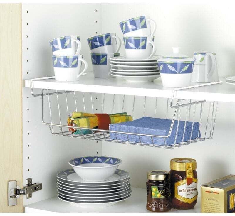 Hängekorb, Küchenschrankaufbewahrung, Metall, 45,5 x 27,5 x 12,5 cm, Chrom